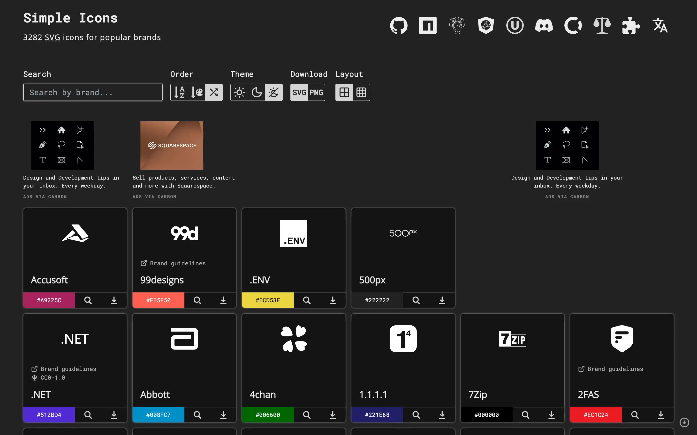 Simple Icons website for SVG brand logos.