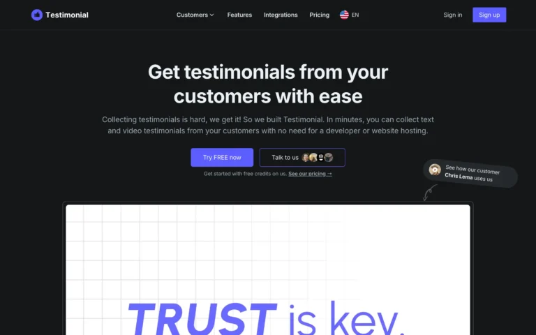 Testimonial – Collect and embed testimonials in minutes