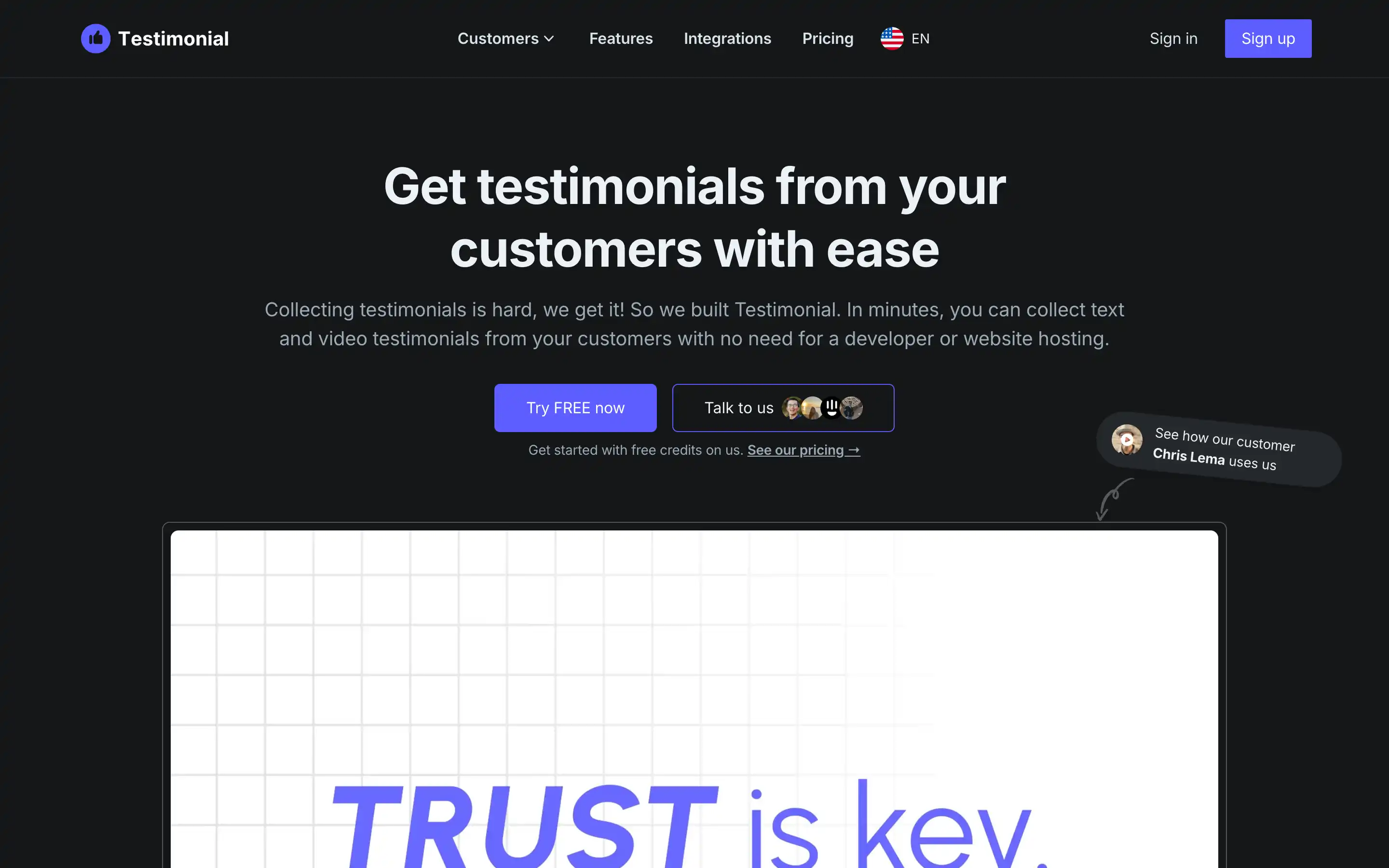 Easily collect customer testimonials with Testimonial.