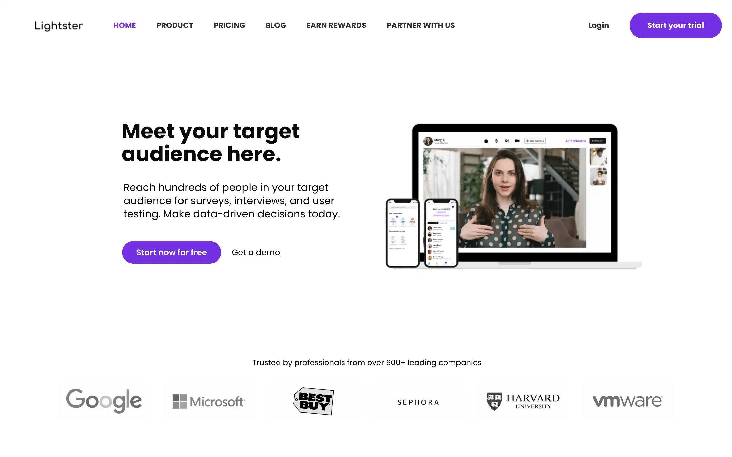 Lightster platform for surveys and user feedback.