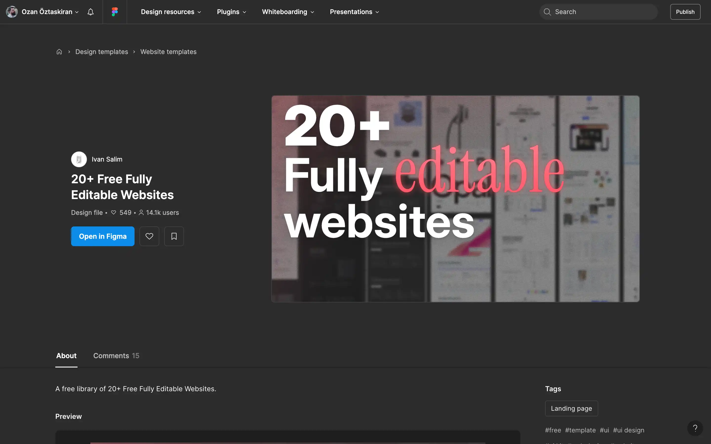 20+ free editable website templates in Figma