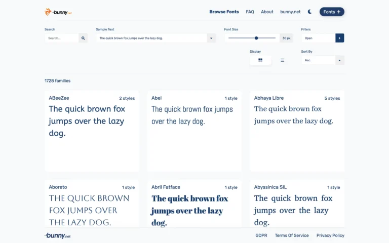 Bunny Fonts – Explore Faster GDPR friendly Fonts