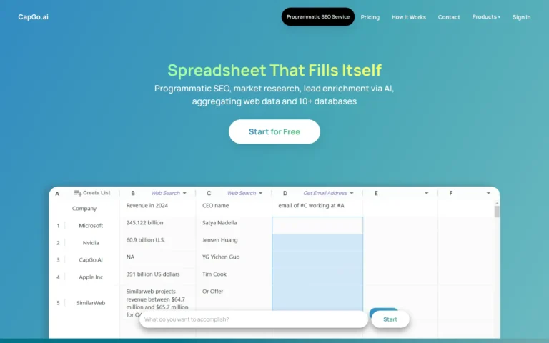 CapGo Market Research Marketing in Sheet with AI