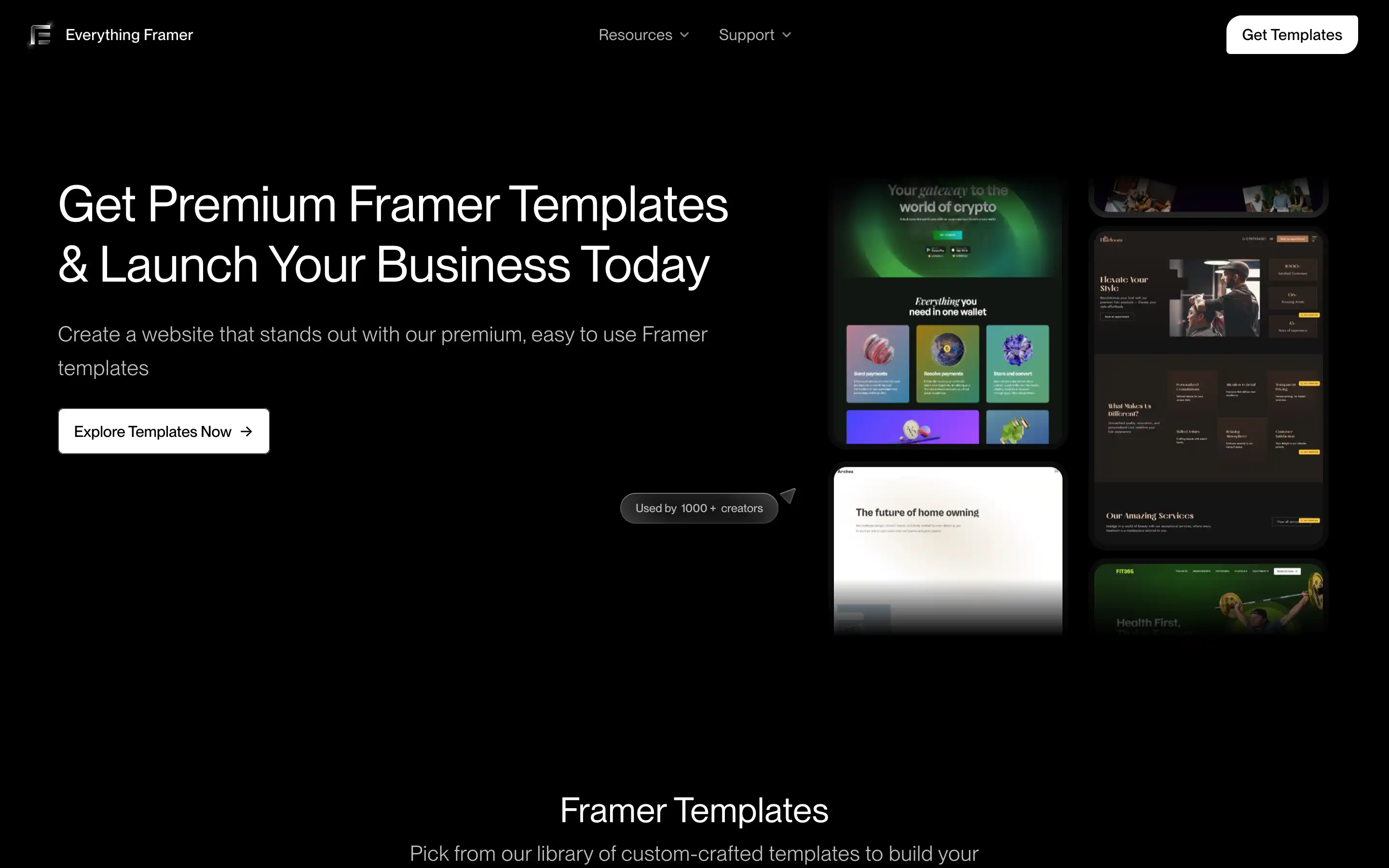 Get premium Framer templates, launch your business today.