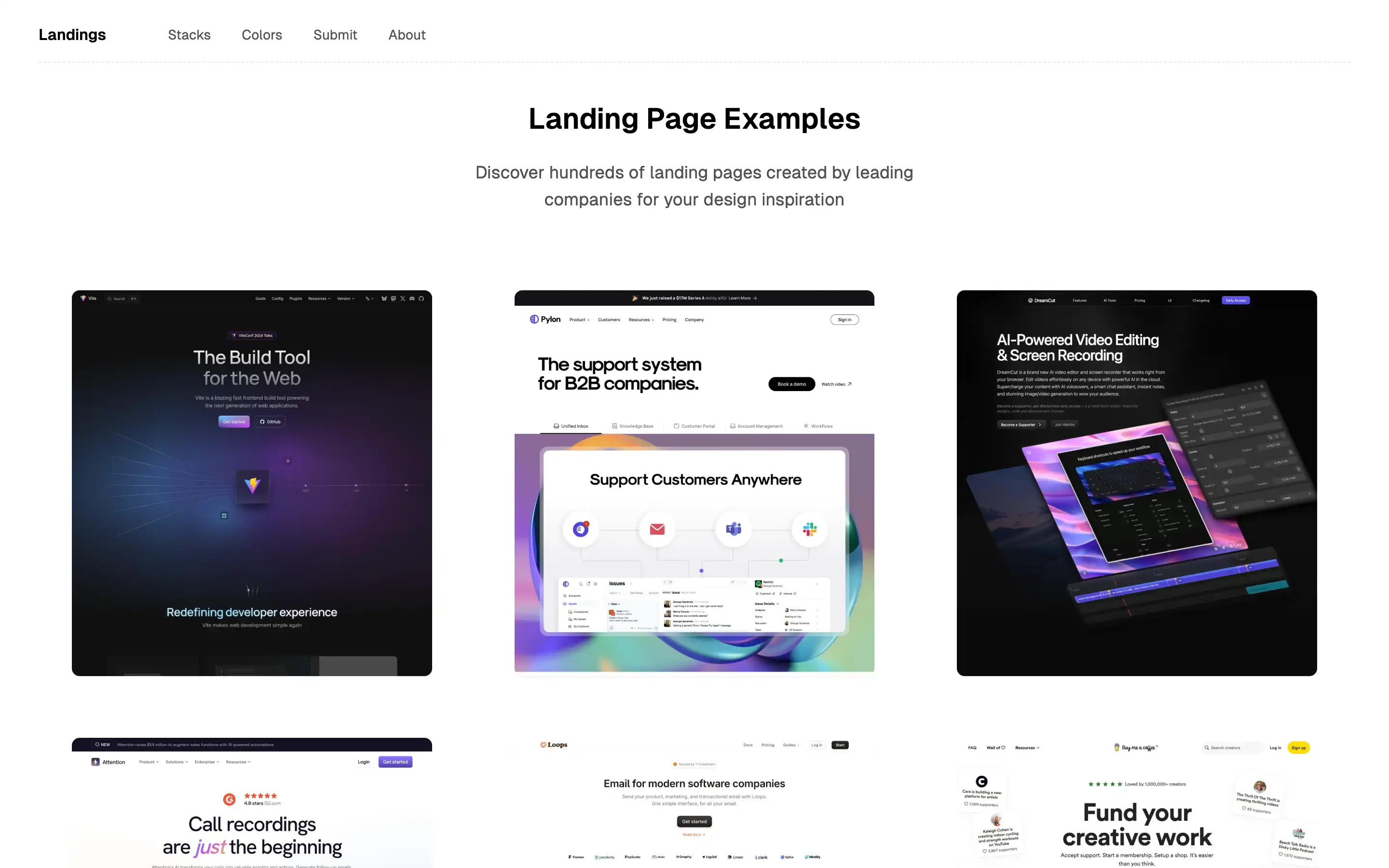 Landing page design examples for inspiration.