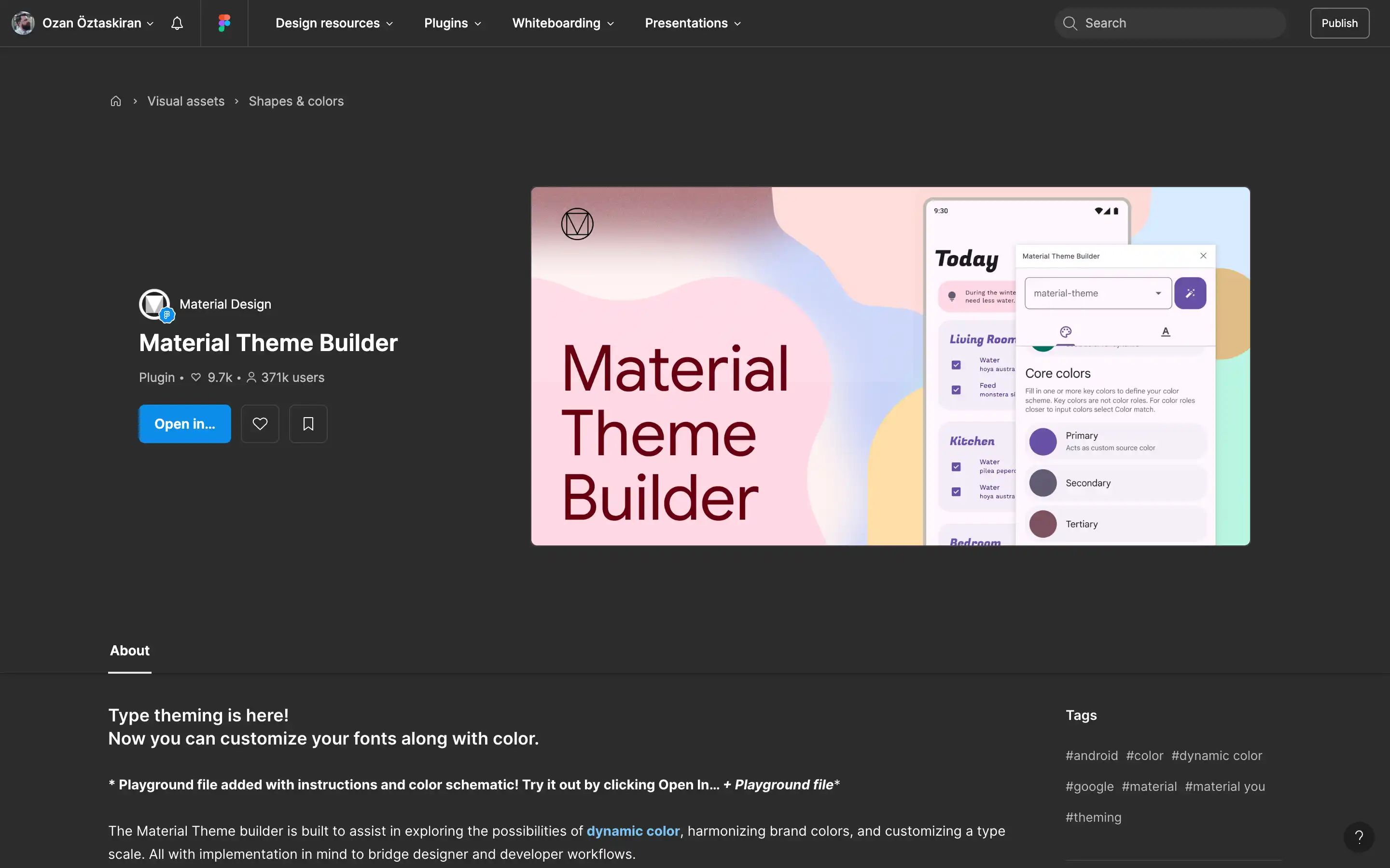 Material Theme Builder interface screenshot