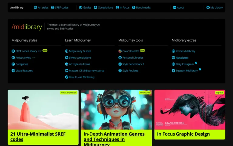 Midlibrary – Midjourney AI Styles Library and Guide