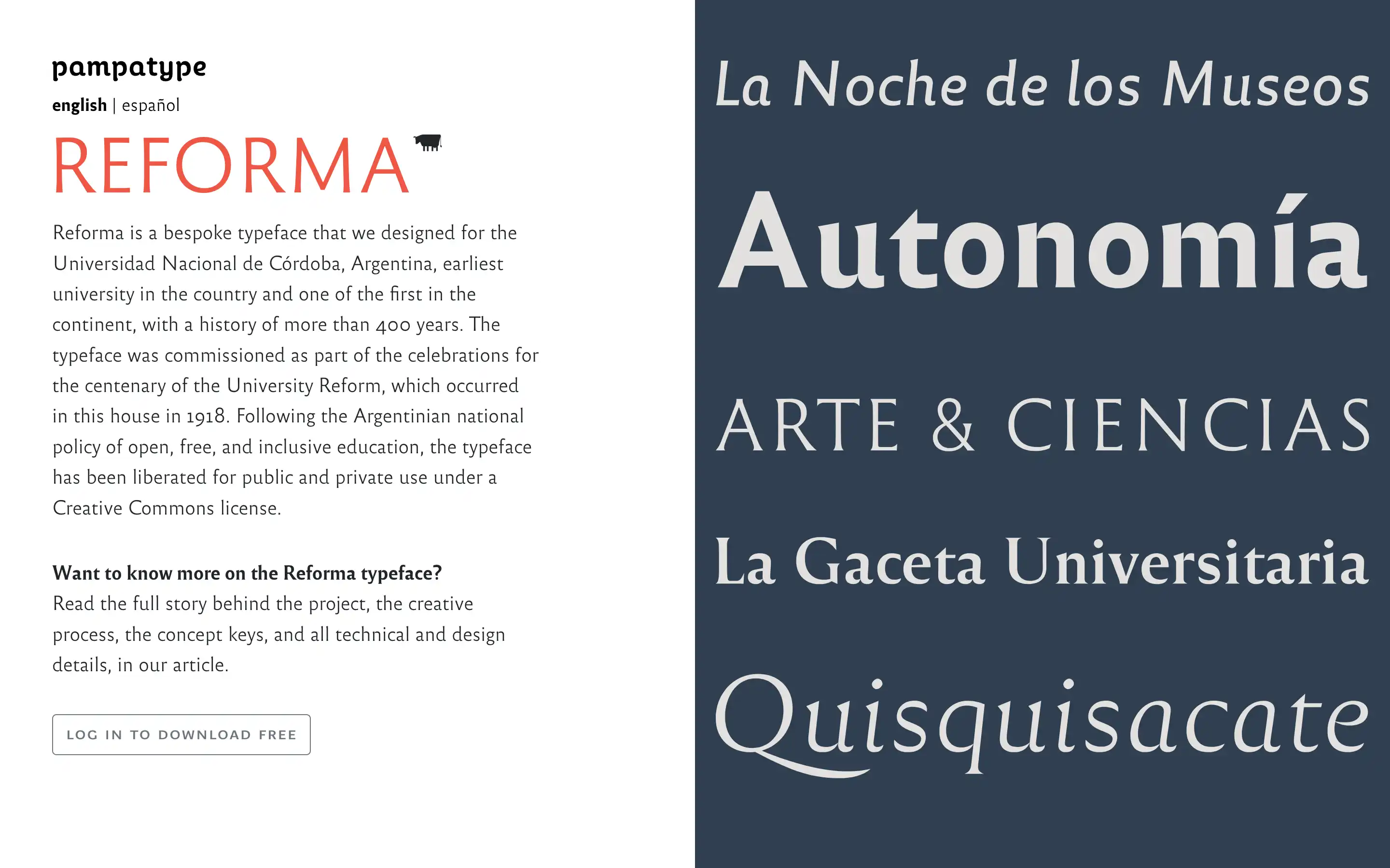 Reforma typeface for Universidad Nacional de Córdoba.