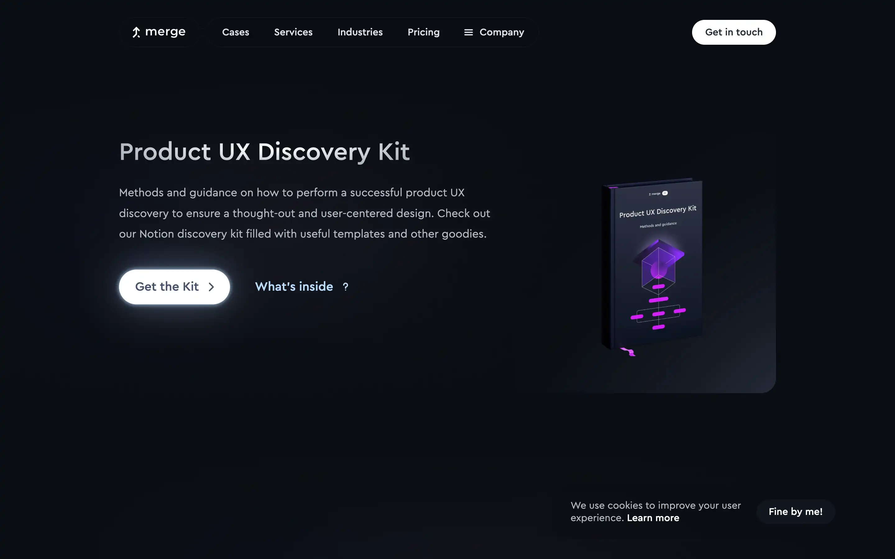 Product UX Discovery Kit on dark website banner