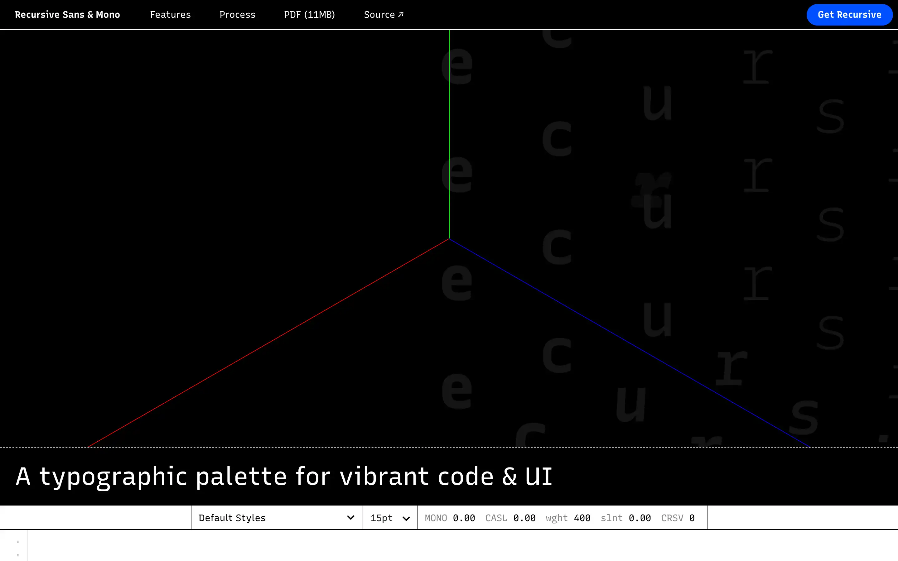 Typography palette for vibrant code and UI design