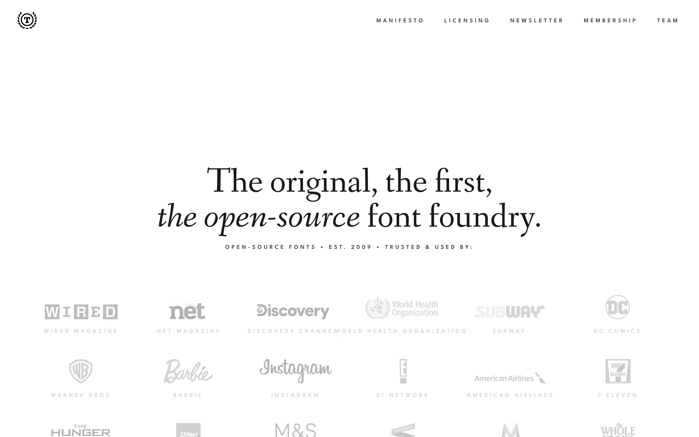 Original open-source font foundry, established 2009.