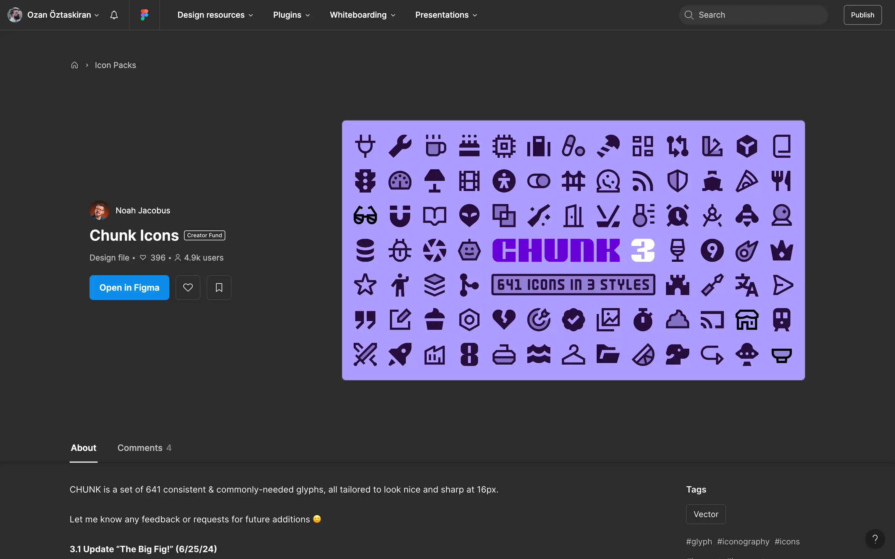 Chunk Icons pack with various glyph designs.