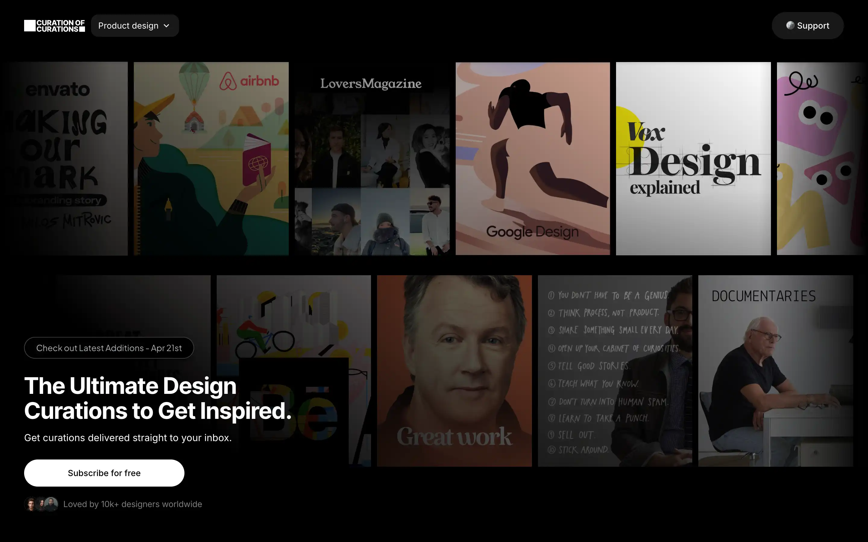 Design inspiration and resources showcase.