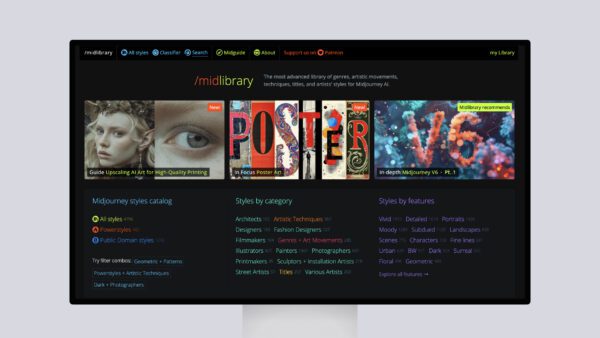 Midlibrary – Midjourney AI Styles Library and Guide