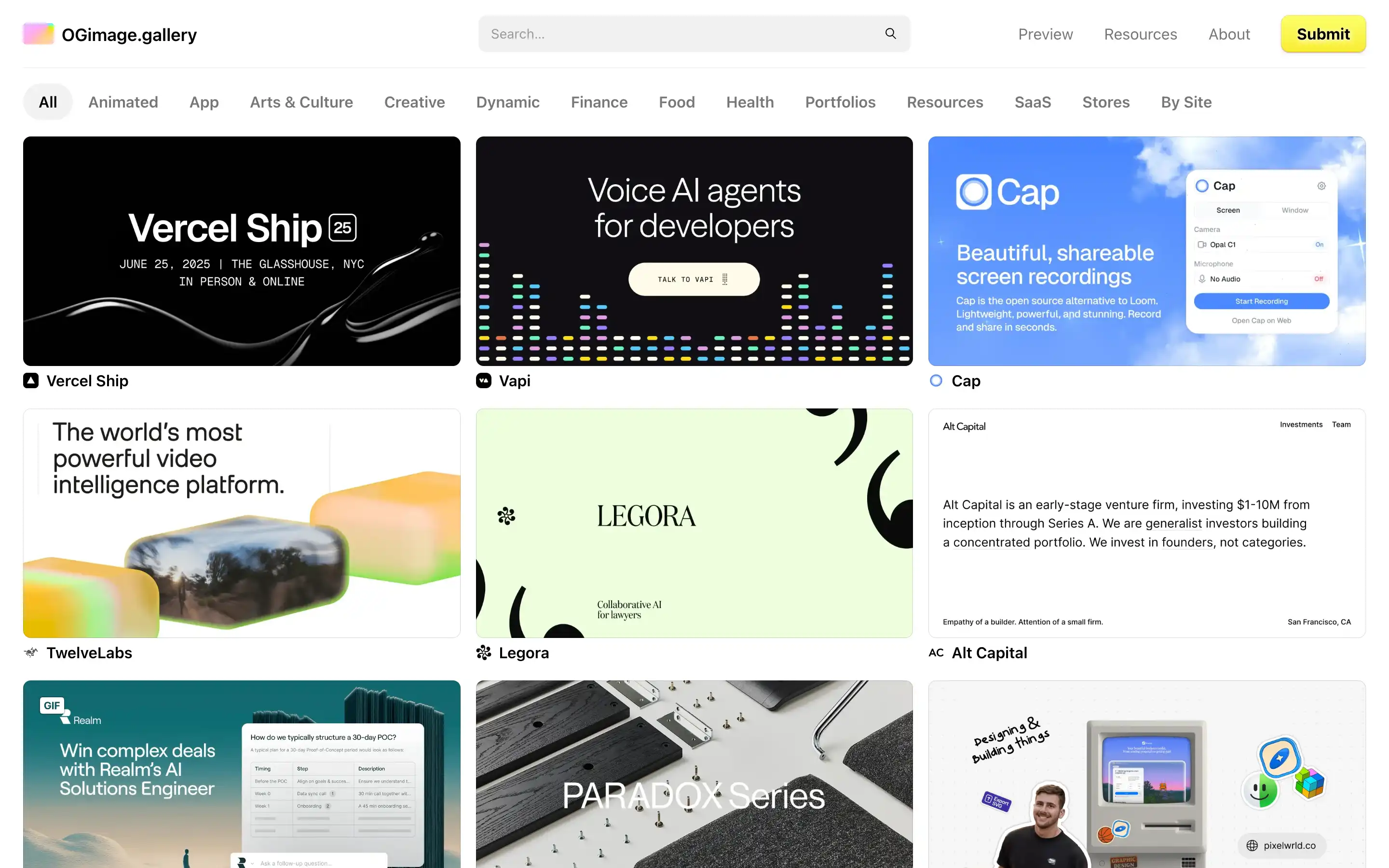 Gallery of creative tech and AI project showcases.
