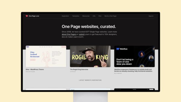 One Page Love – One Page Website Inspiration and Templates
