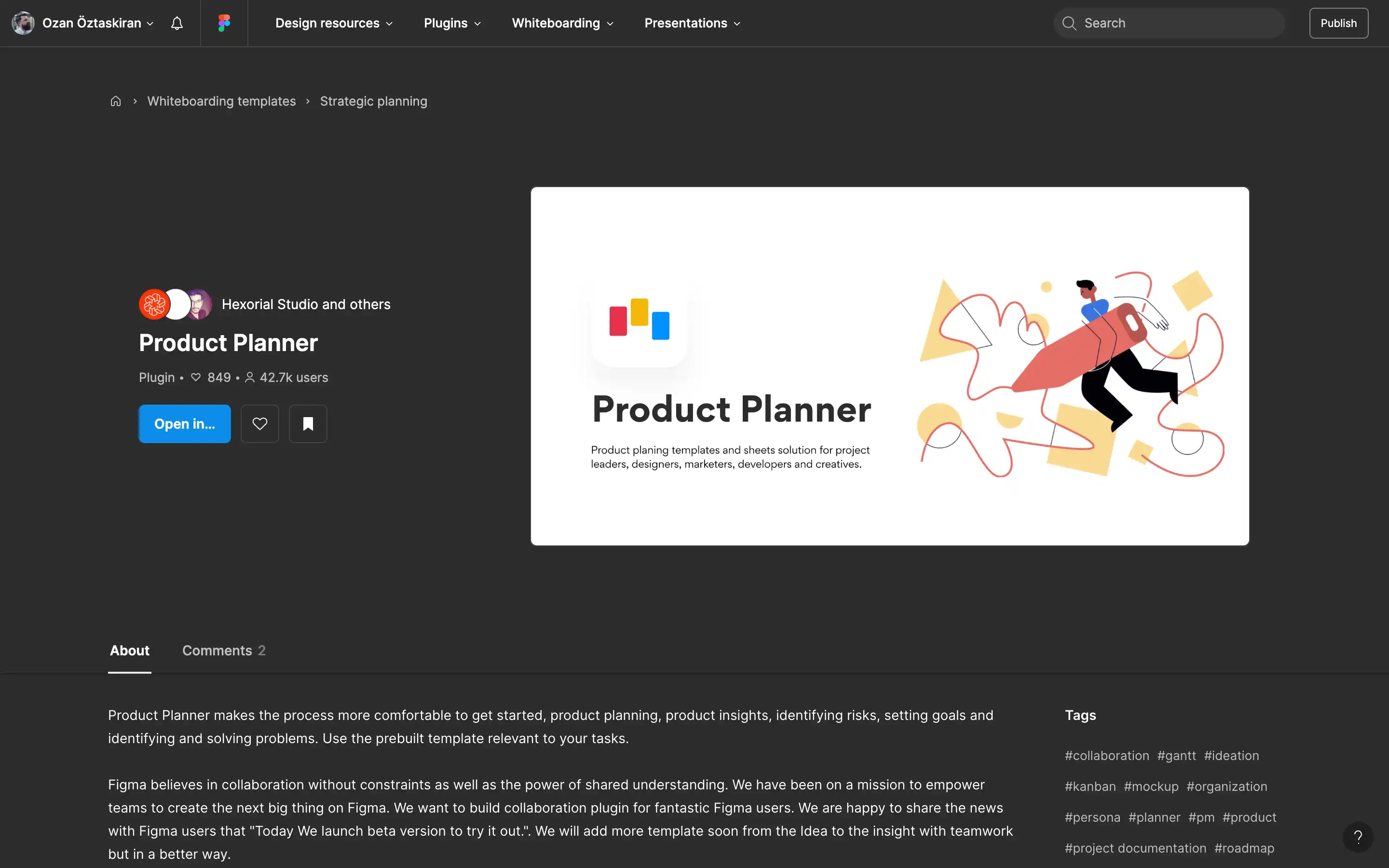 Product Planner app interface with abstract graphic.
