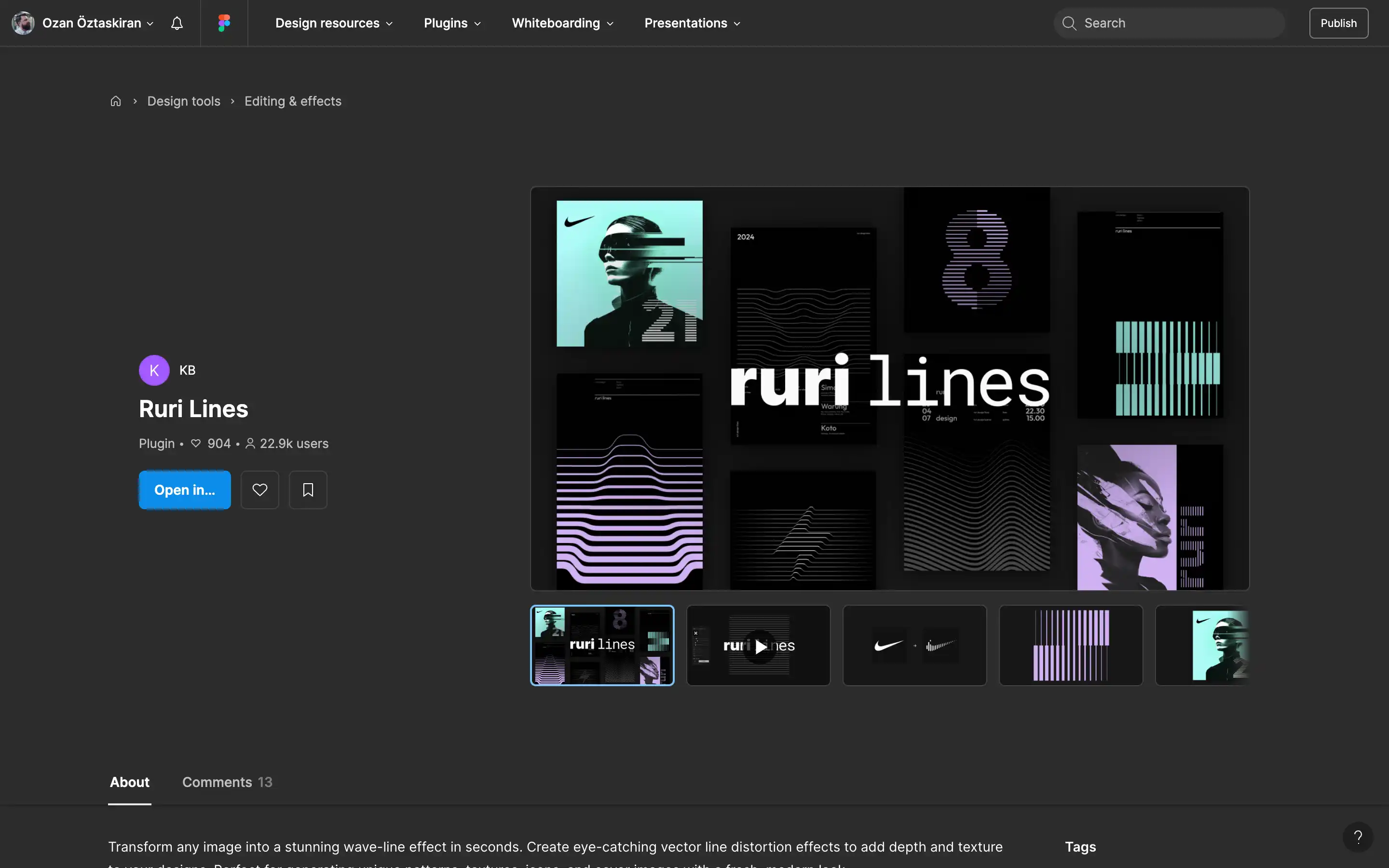 Ruri Lines plugin preview and interface design examples.