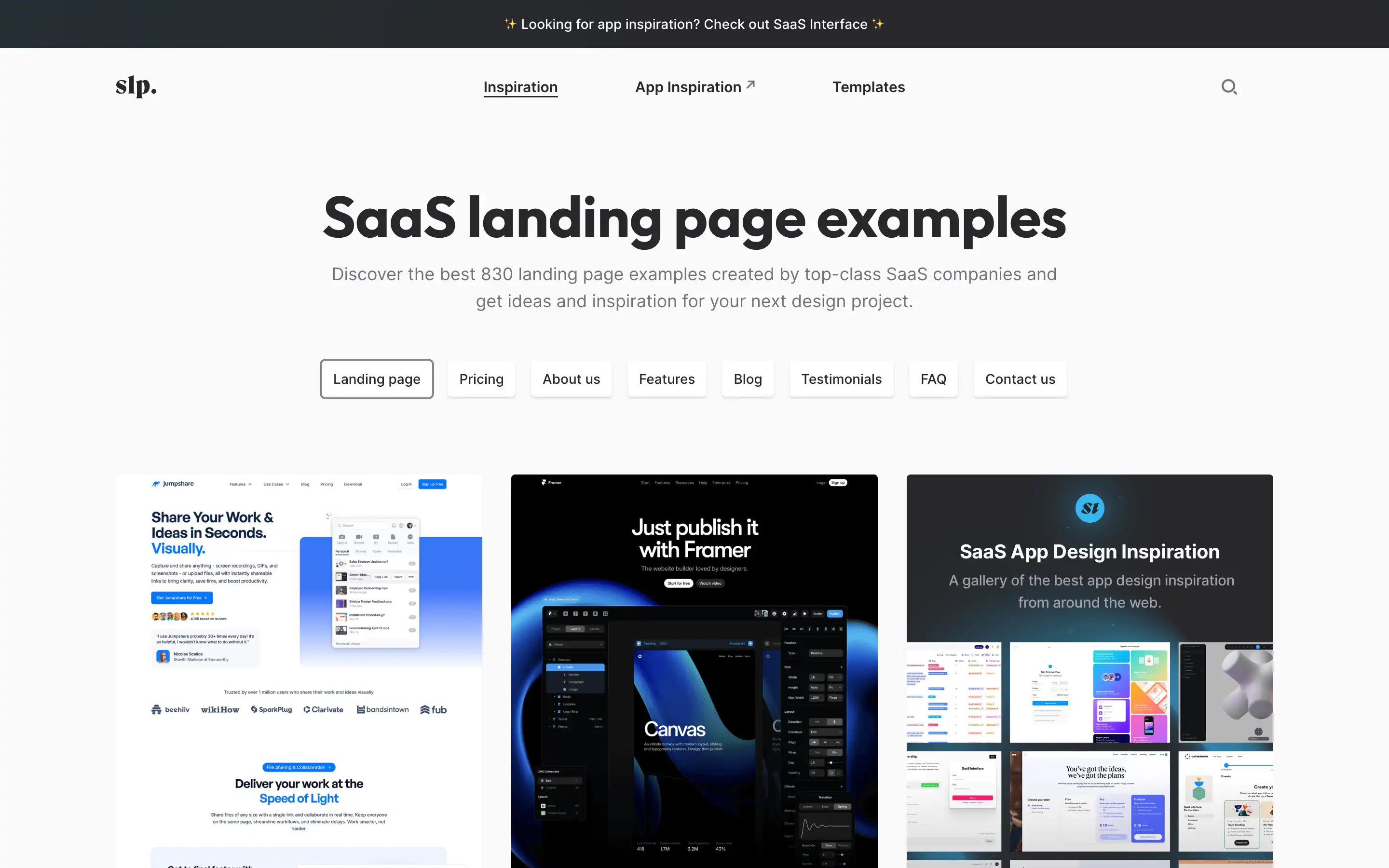 SaaS landing page design and inspiration examples