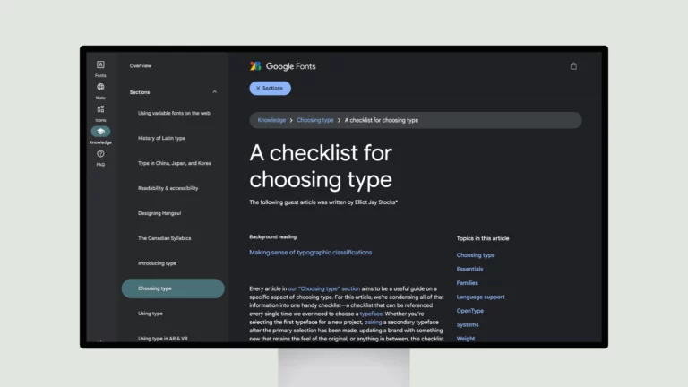 A checklist for choosing type