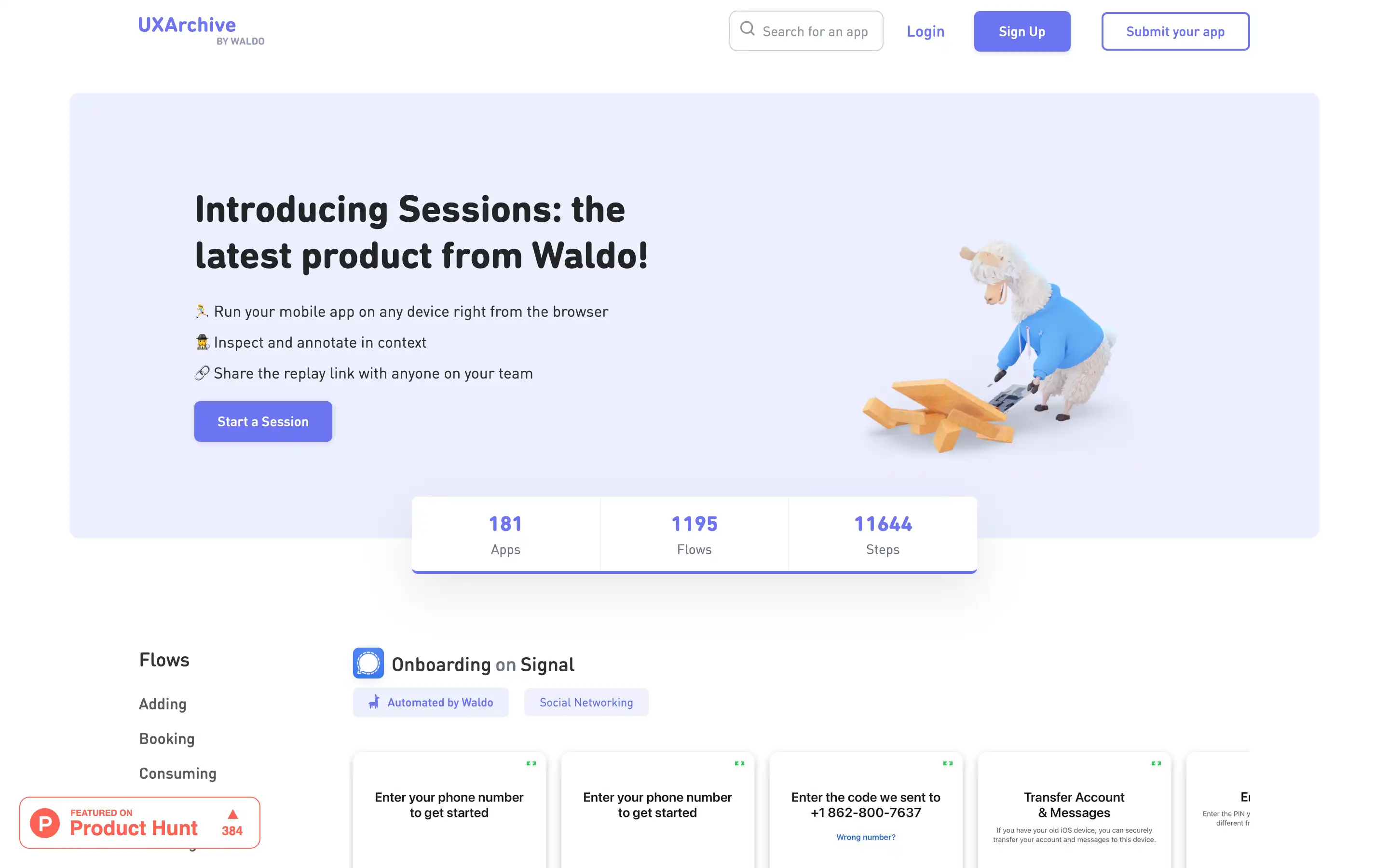 Waldo Sessions product overview with features and onboarding.