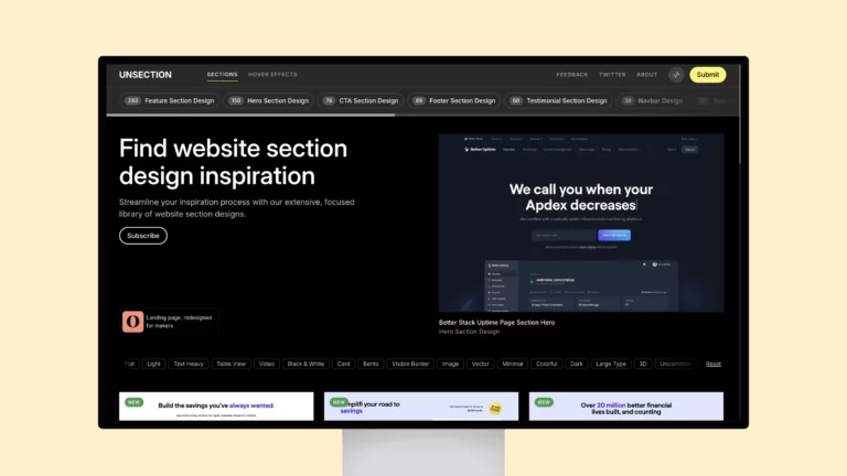 Unsection – Find website section design inspiration