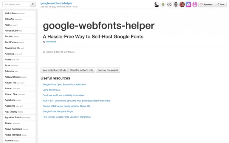Google Webfonts Helper