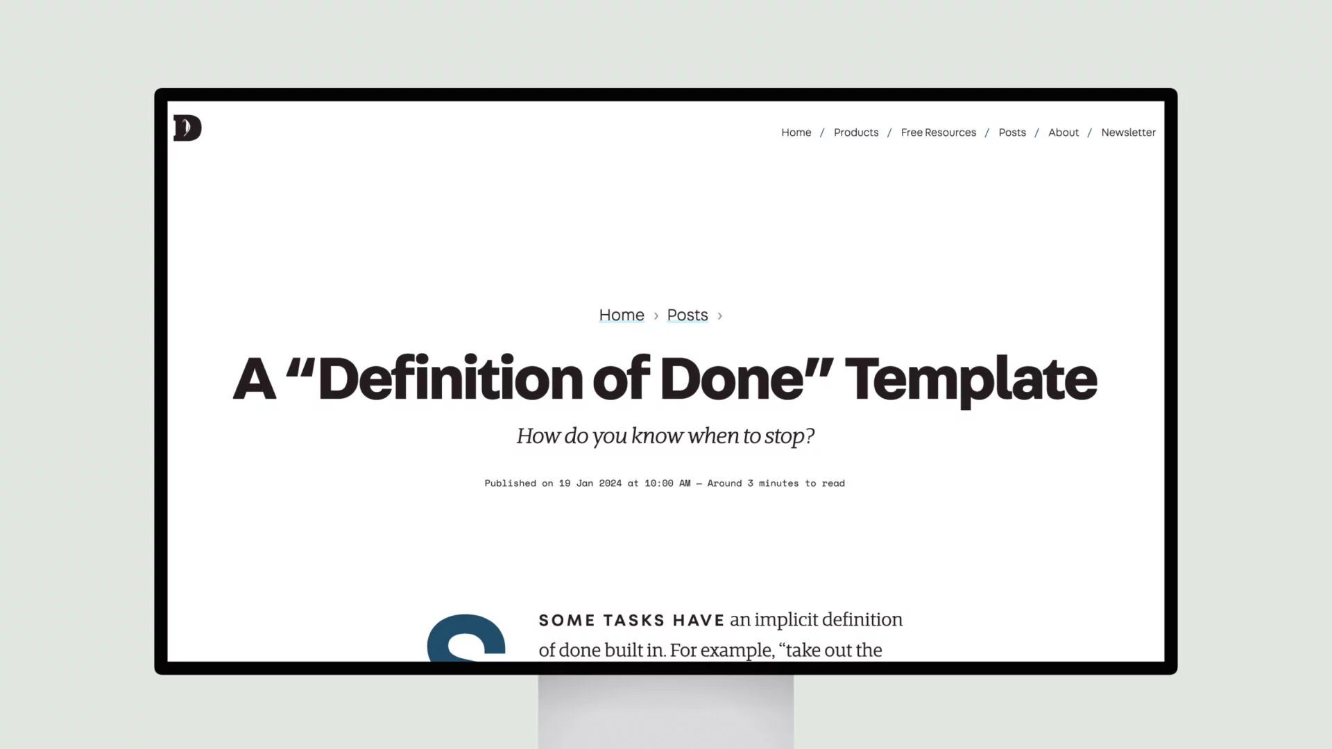 A ’Definition of Done’ Template