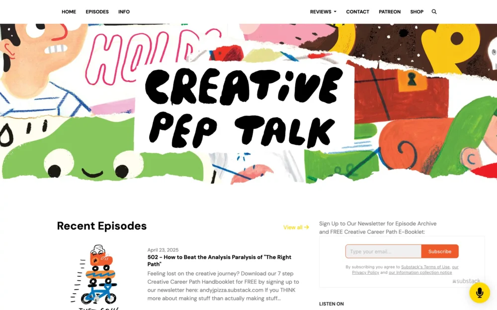 Creative Pep Talk – A Weekly Podcast Companion for Your Creative Journey