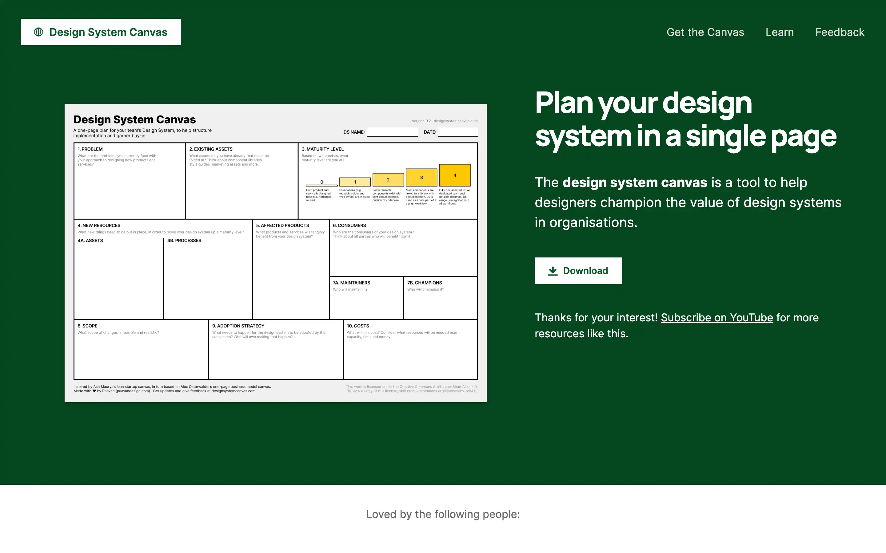 Design system canvas for planning and organization.