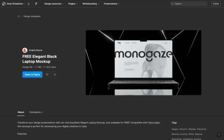 FREE Elegant Black Laptop Mockup