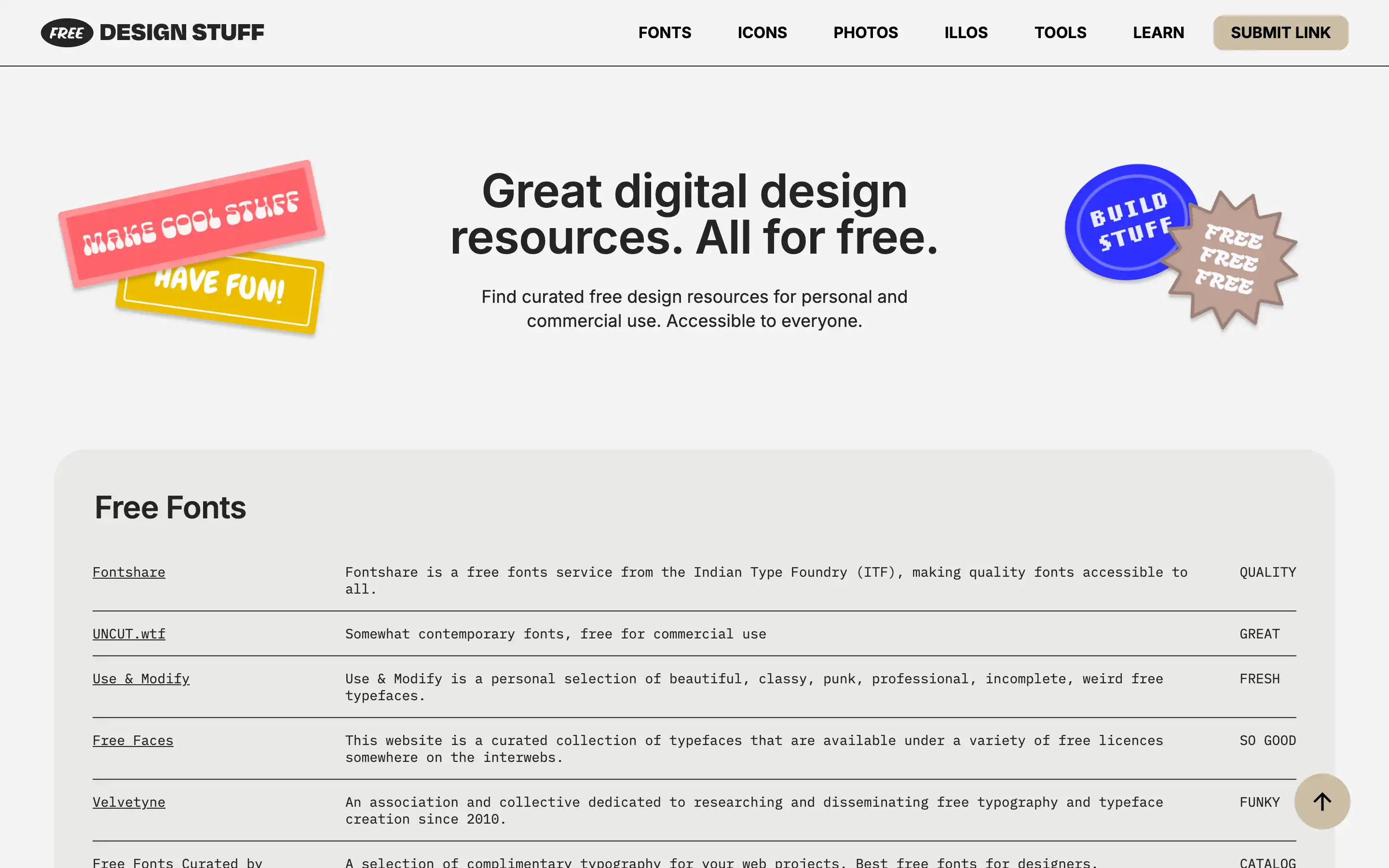Free digital design resources for fonts and more.