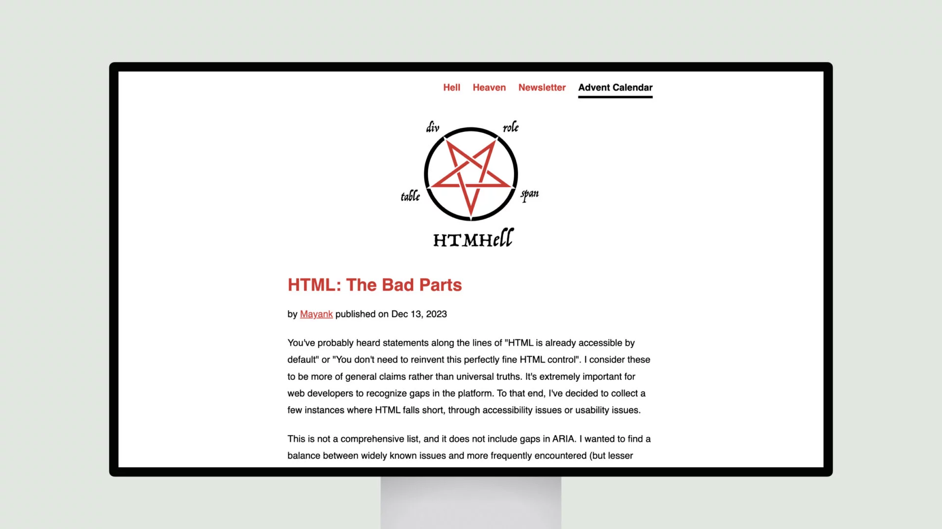 html the bad parts htmhell