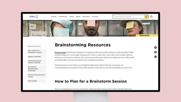 IDEO U – Brainstorming Resources