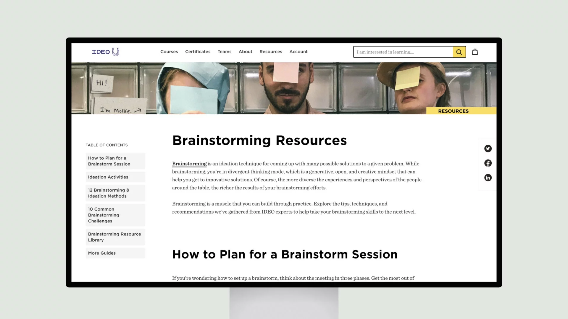 IDEO U – Brainstorming Resources