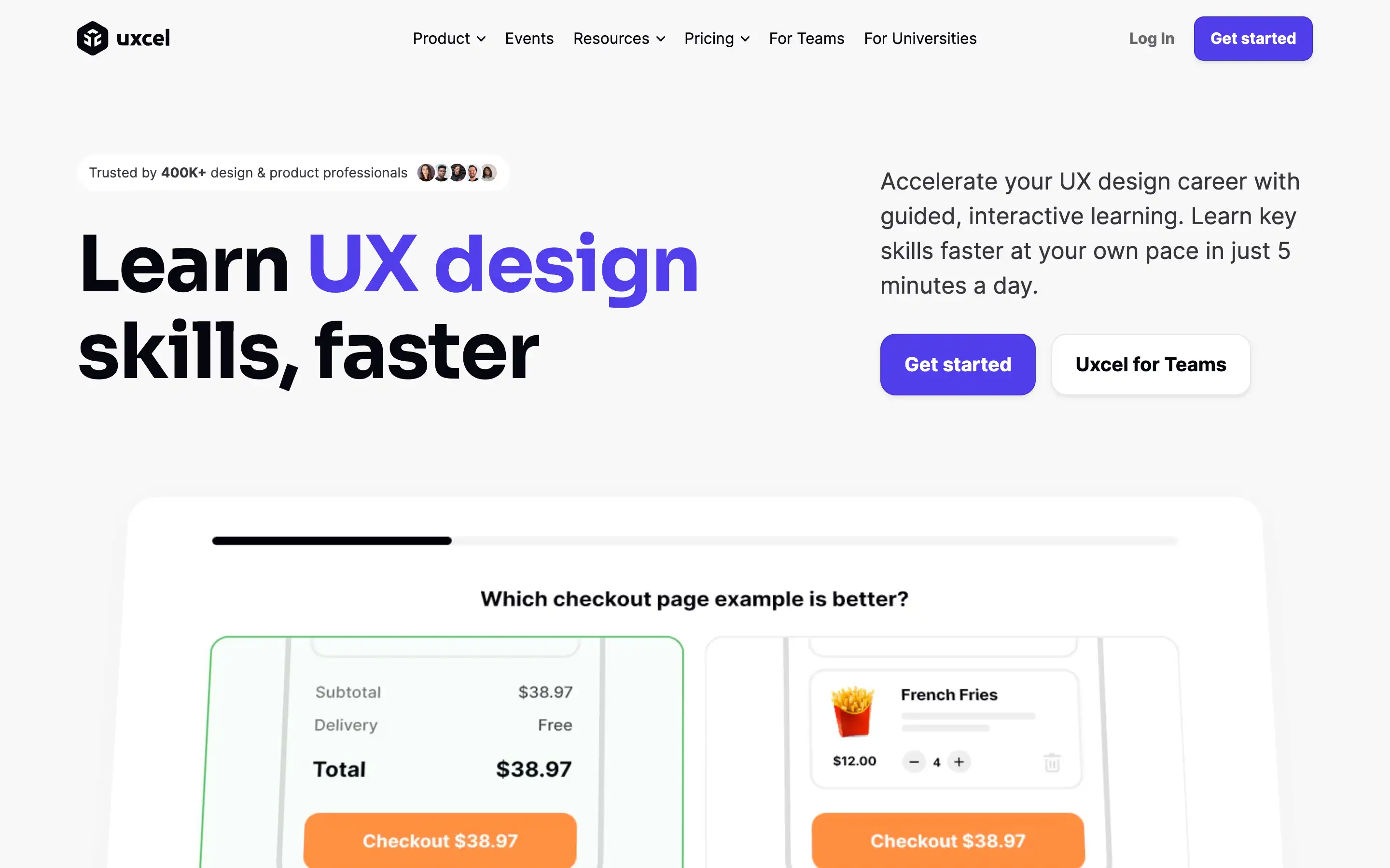 Learn UX design skills faster with Uxcel