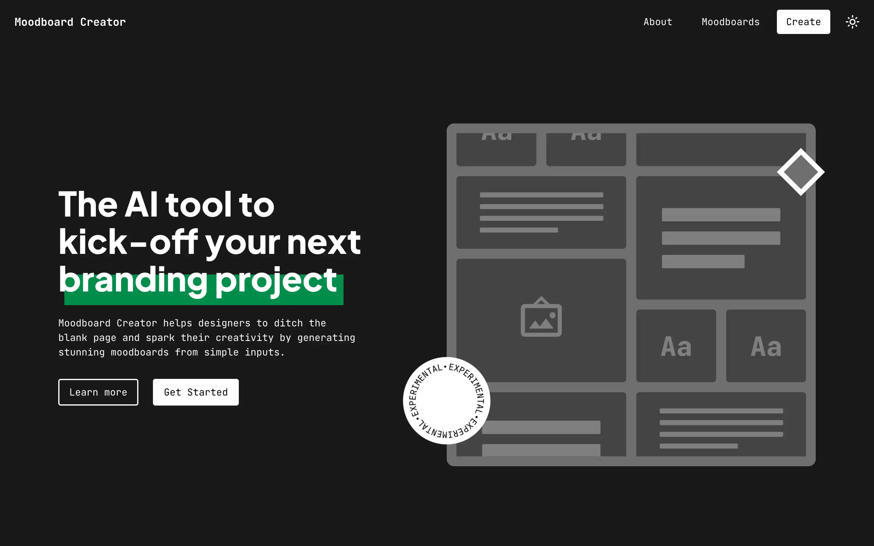 AI tool for branding project moodboards.