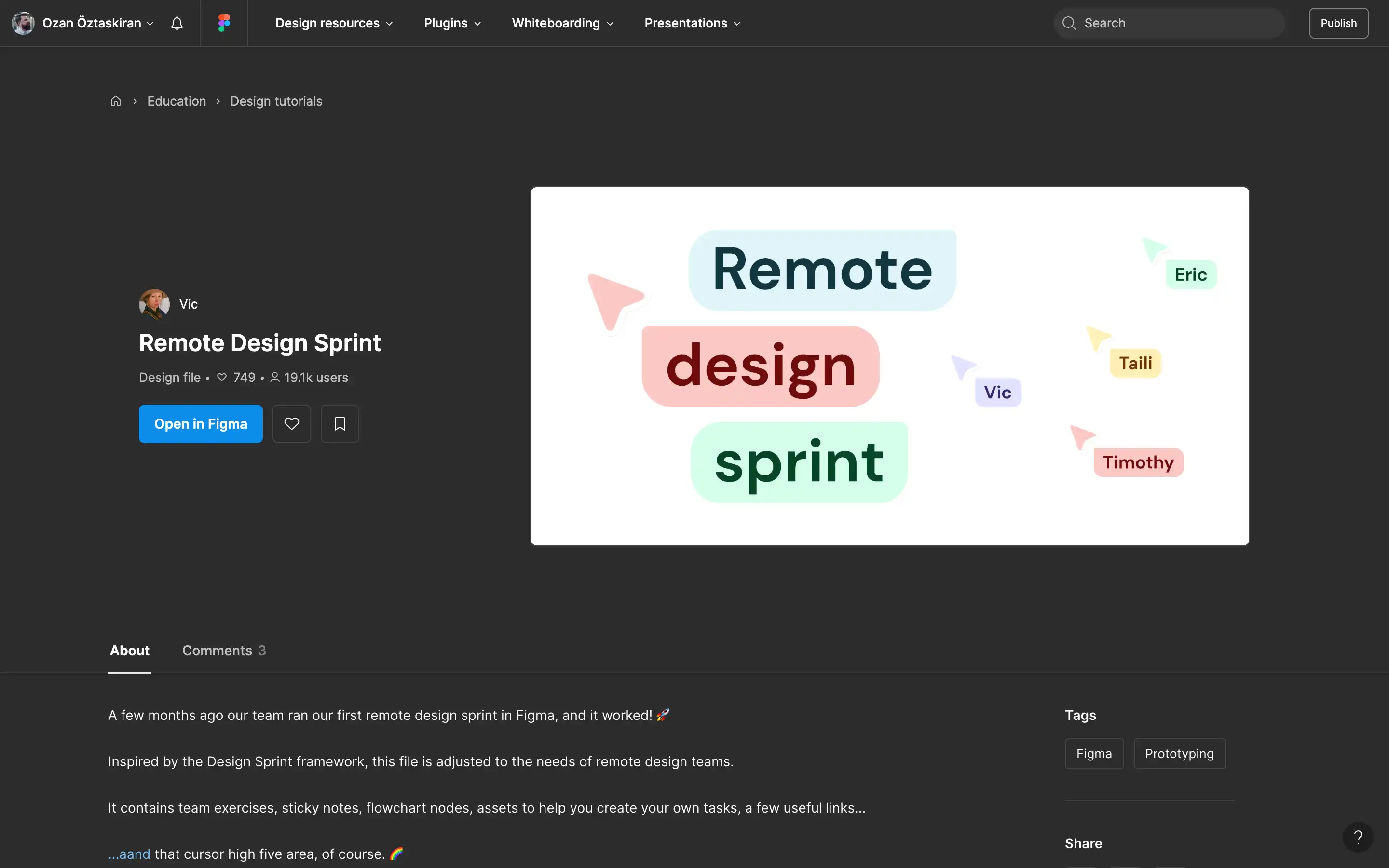 Remote design sprint tutorial in Figma.