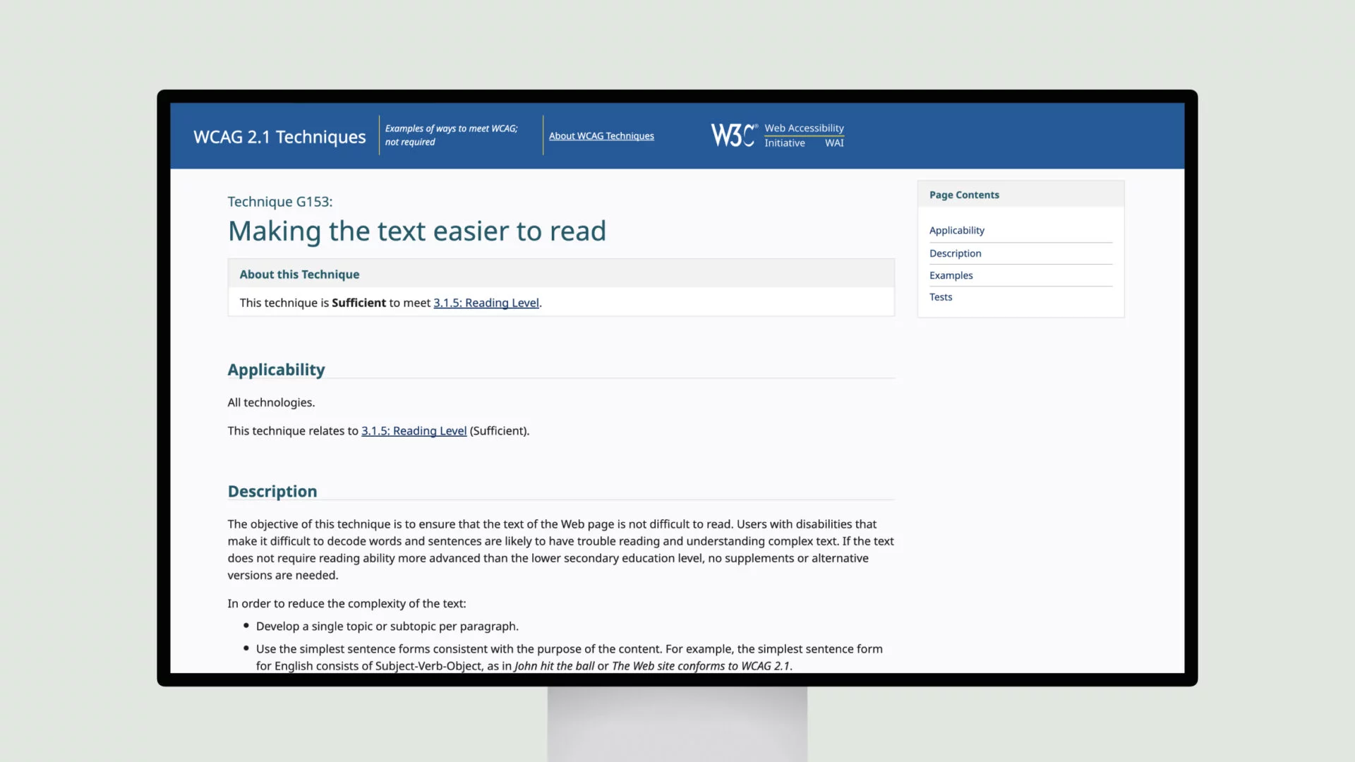 WCAG 2.1 Techniques – Technique G153 ⎯ Making the text easier to read