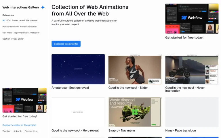 Web Interaction Gallery – Collection of animated elements from all over the Web