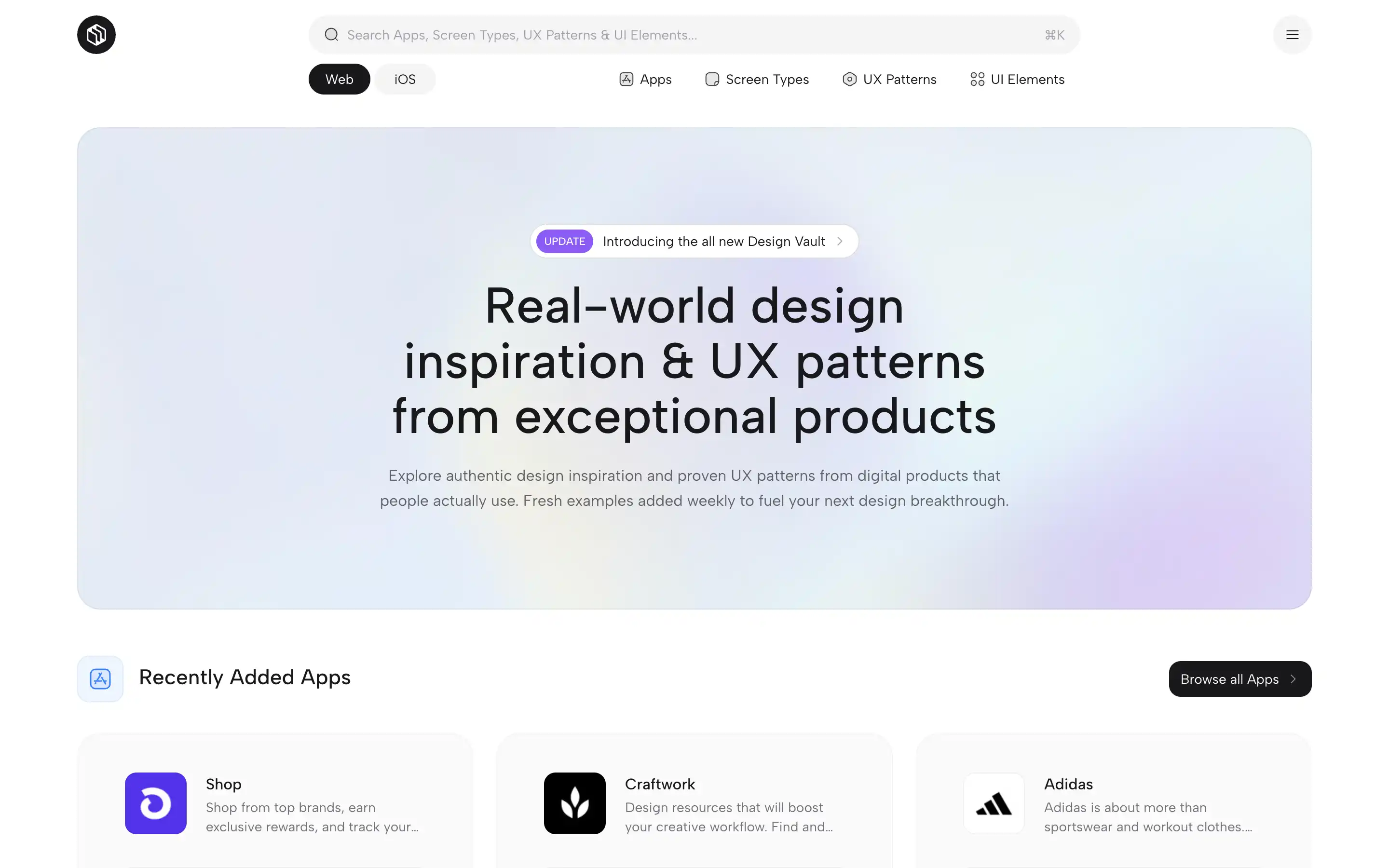 Design inspiration and UX patterns from products website.
