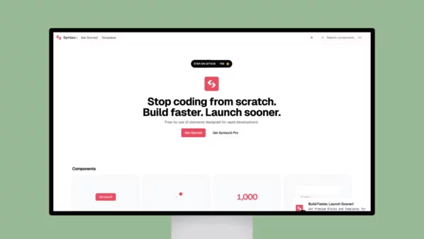 SyntaxUI – Stop coding from scratch. Build faster. Launch sooner.