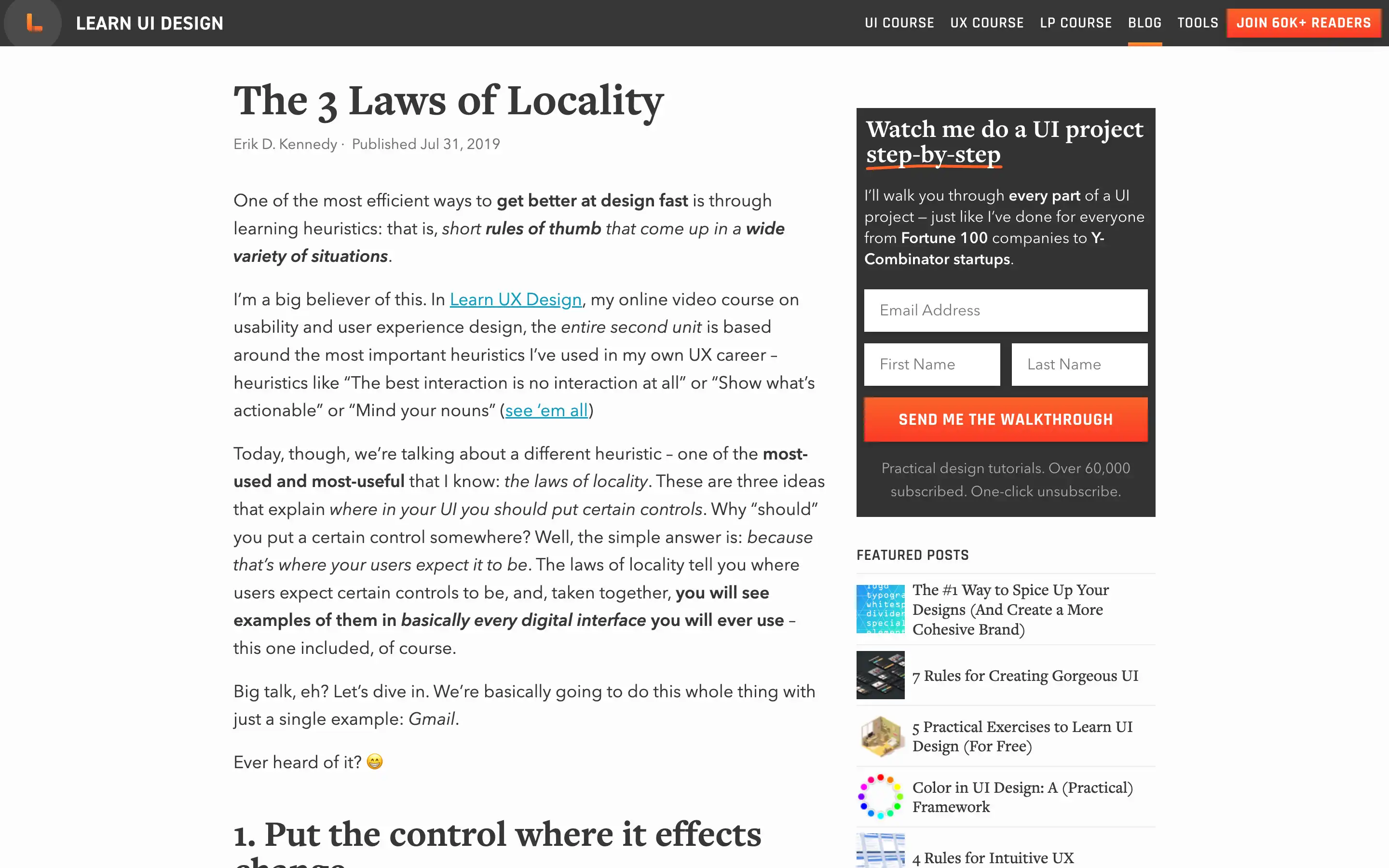 UI design article on learning heuristics.