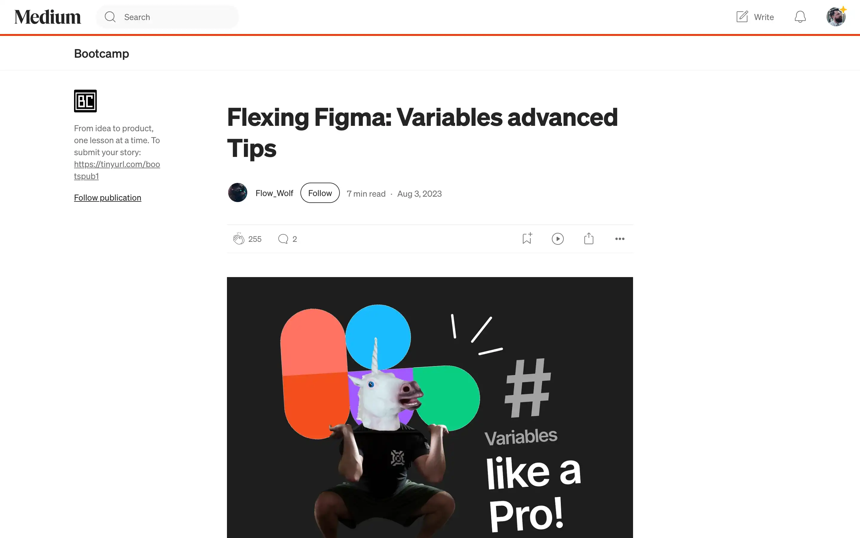Figma advanced tips with unicorn-headed person.