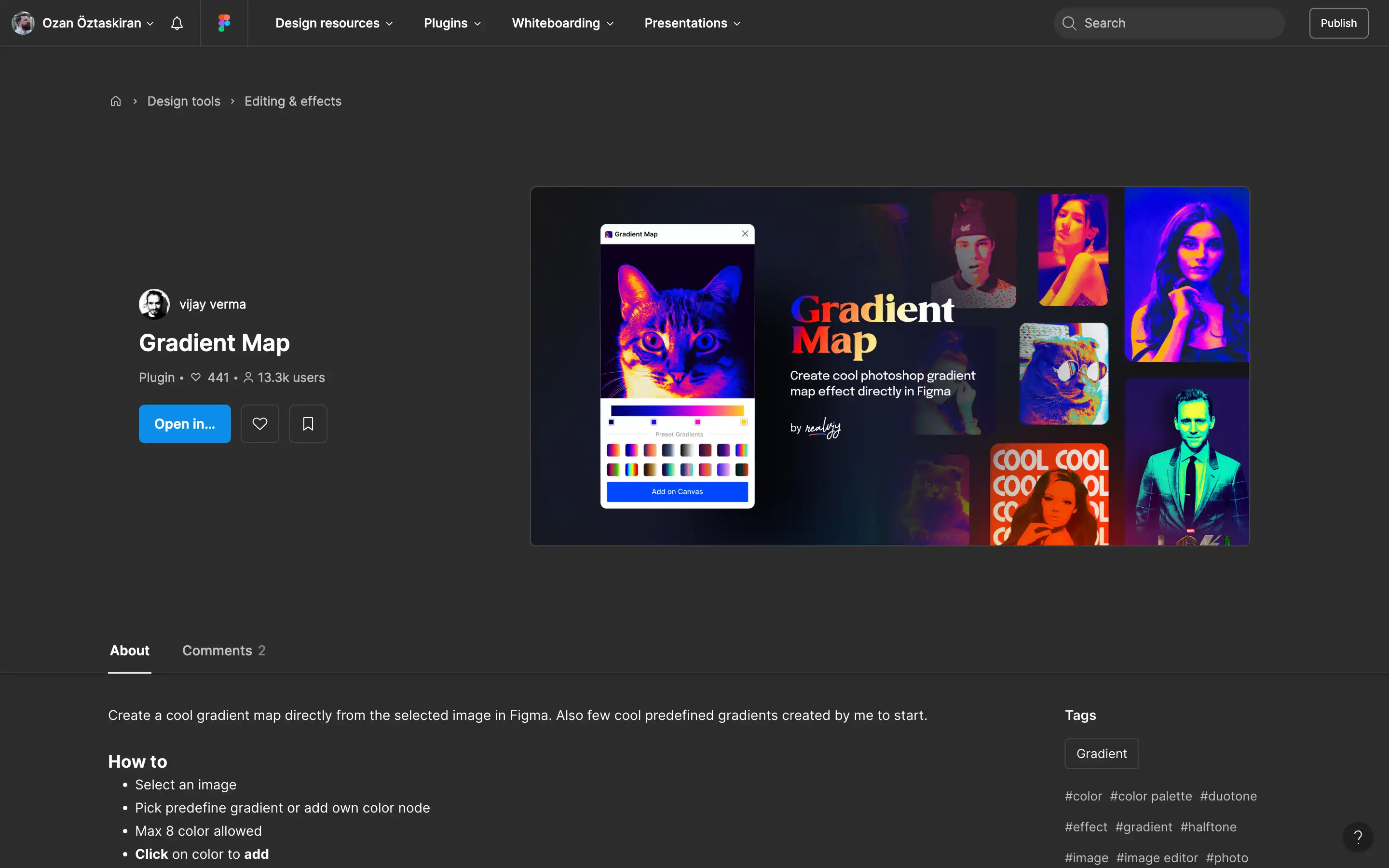 Gradient Map plugin for Figma interface design.