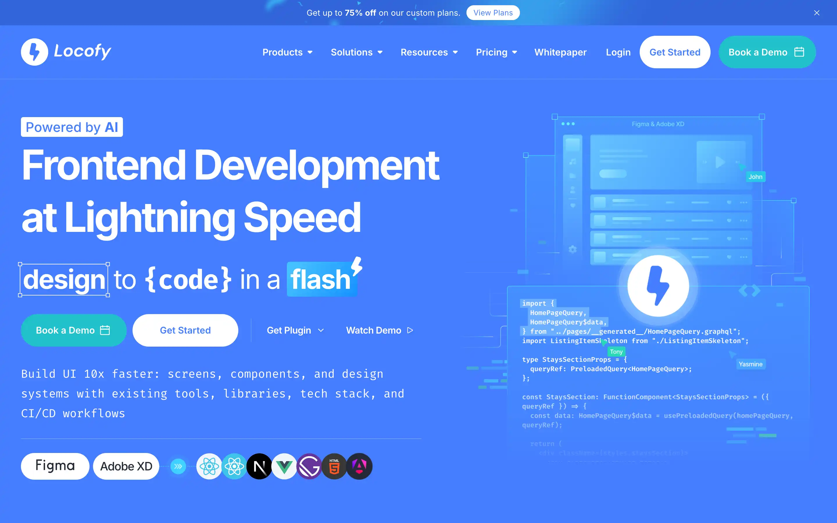 AI-powered frontend development tool for faster coding.
