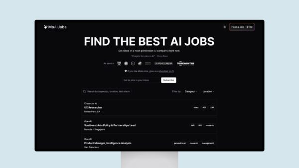 MoAIJobs – AI Jobs in Machine Learning, Engineering, Research, Data Science