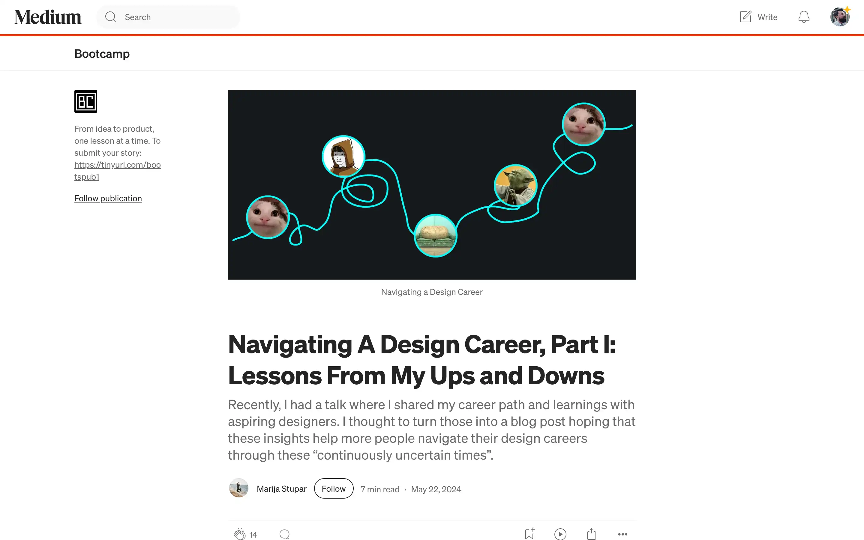 Design career journey with various icons