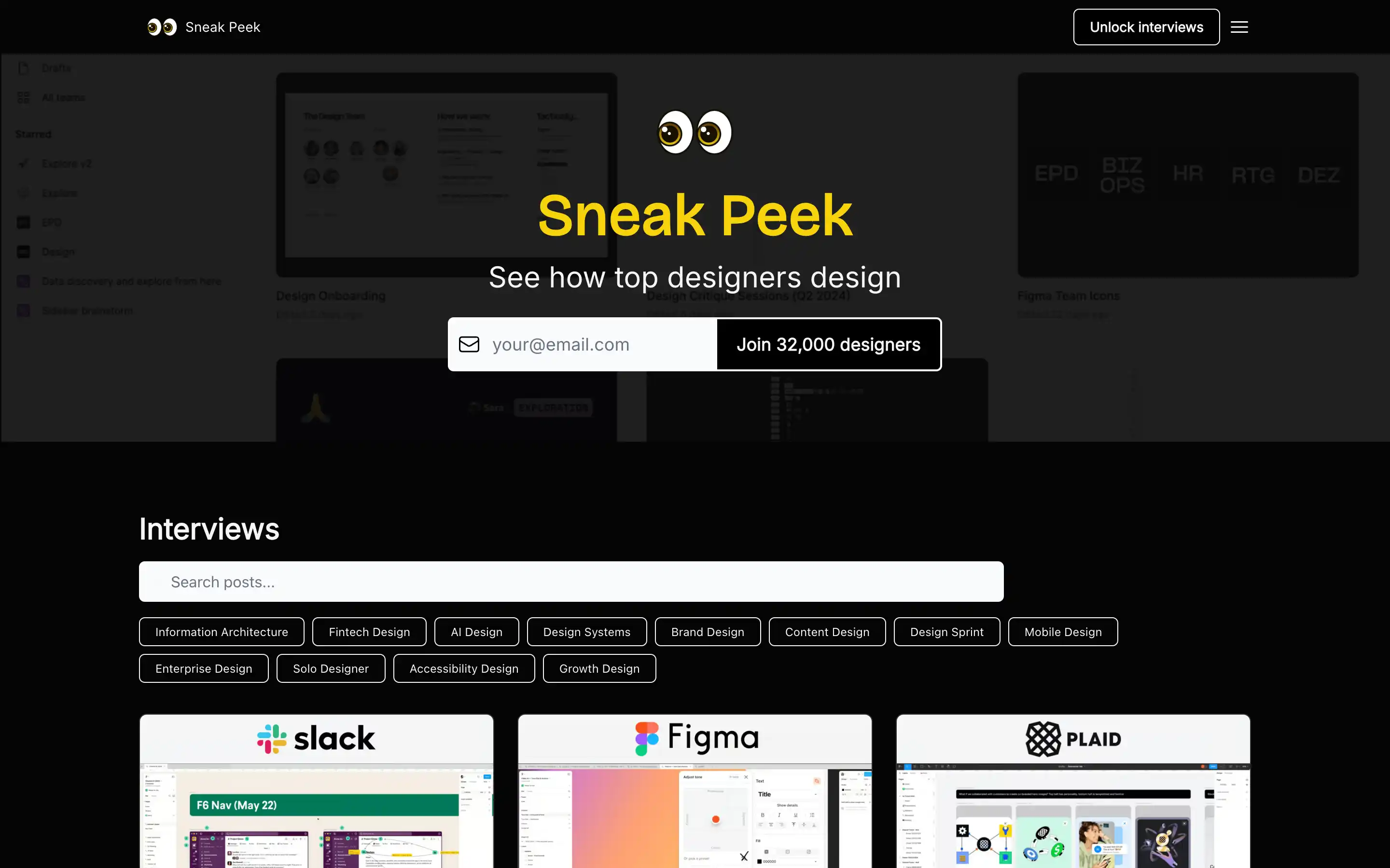 Sneak Peek platform for top designer insights and interviews.