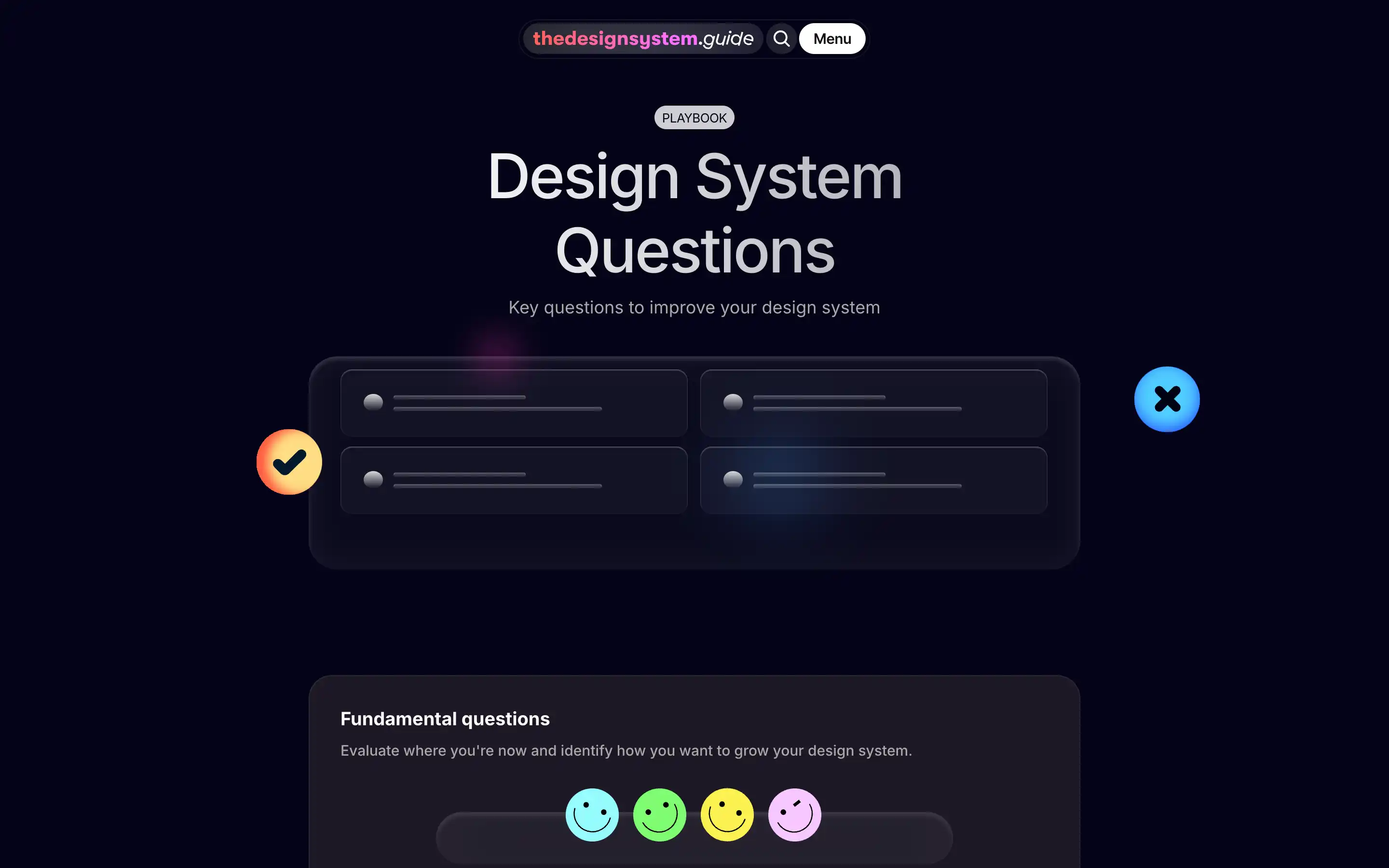 Design system key questions for improvement guide.